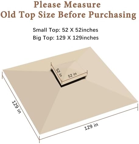 Replacement roof Compatible with Target Madaga Gazebo 10x10 Model L-GZ136PST (Light Beige) in Light Beige, alternate view 3