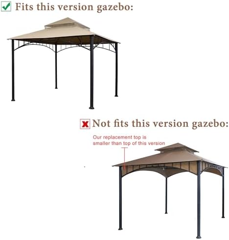 Replacement roof Compatible with Target Madaga Gazebo 10x10 Model L-GZ136PST (Light Beige) in Light Beige, alternate view 6