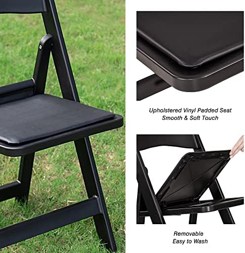 Resin Folding Chair with Vinyl Padded Seat, 550LB Capacity, 4 Pack Comfortable Chair Set for Party Wedding, alternate view 3