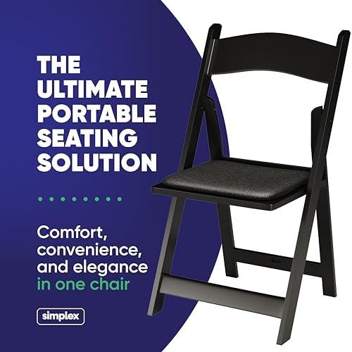 Resin Folding Chairs, Padded Seat, 800 lb, Black, 500 Pack in Black, alternate view 5