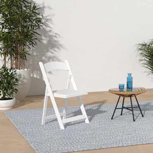 Resin Folding Chairs, Padded Seat, 800 lb, White, 12 Pack in White, alternate view 2