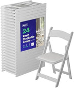 Resin Folding Chairs, Padded Seat, 800 lb, White, 24 Pack in White