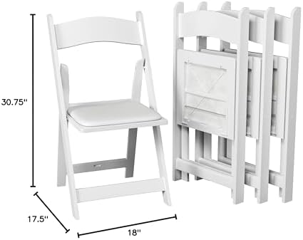 Resin Folding Chairs, Padded Seat, 800 lb, White, 24 Pack in White, alternate view 3