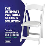 Resin Folding Chairs, Padded Seat, 800 lb, White, 24 Pack in White, alternate view 5