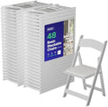 Resin Folding Chairs, Padded Seat, 800 lb, White, 48 Pack in White