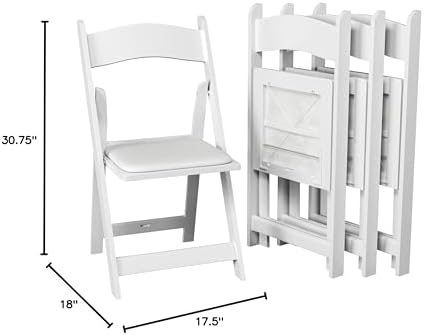 Resin Folding Chairs, Padded Seat, 800 lb, White, 48 Pack in White, alternate view 2