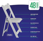 Resin Folding Chairs, Padded Seat, 800 lb, White, 48 Pack in White, alternate view 3