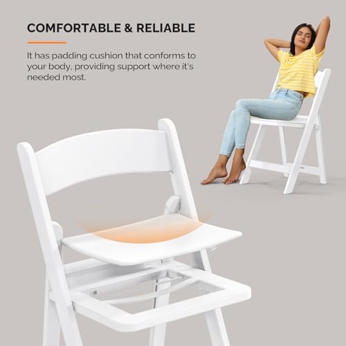 Resin Folding Chairs with Cushion, Foldable Plastic Chair with Comfortable Padded Seats, Perfect for Event Party, alternate