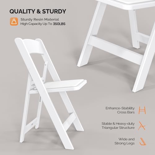 Resin Folding Chairs with Cushion, Foldable Plastic Chair with Comfortable Padded Seats, Perfect for Event Party, alternate