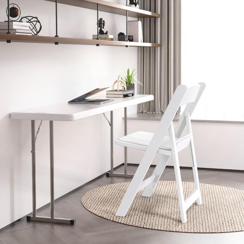 Resin Folding Chairs with Cushion, Foldable Plastic Chair with Comfortable Padded Seats, Perfect for Event Party, alternate
