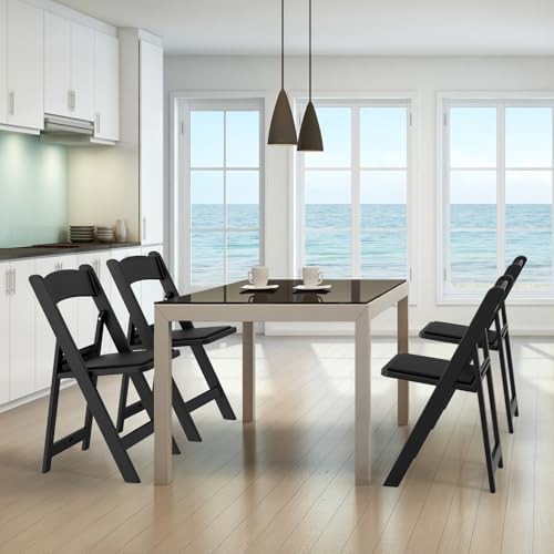 Resin Folding Chairs with Cushion, Foldable Plastic Chair with Comfortable Padded Seats, Perfect for Event Party, alternate