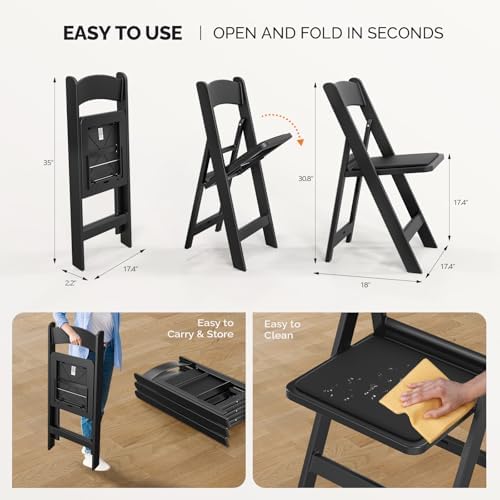 Resin Folding Chairs with Cushion, Foldable Plastic Chair with Comfortable Padded Seats, Perfect for Event Party, alternate