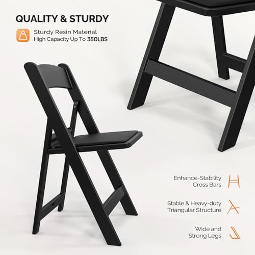 Resin Folding Chairs with Cushion, Foldable Plastic Chair with Comfortable Padded Seats, Perfect for Event Party, alternate