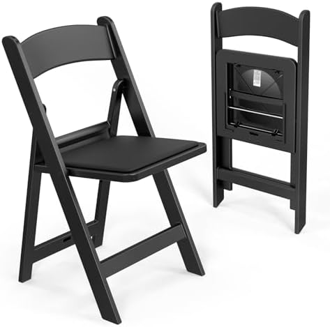 Resin Folding Chairs with Cushion, Foldable Plastic Chair with Comfortable Padded Seats, Perfect for Event Party