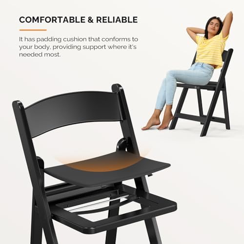 Resin Folding Chairs with Cushion, Foldable Plastic Chair with Comfortable Padded Seats, Perfect for Event Party, alternate