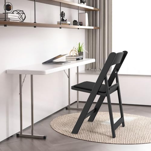 Resin Folding Chairs with Cushion, Foldable Plastic Chair with Comfortable Padded Seats, Perfect for Event Party, alternate