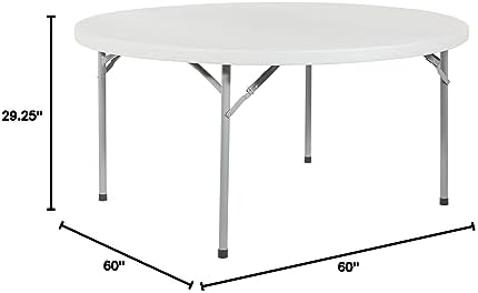 Resin Folding Table for Banquets, Picnics, and Parties, 60 Inch, Round, alternate view 5