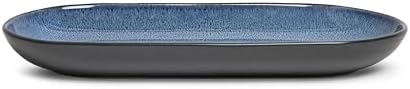Resona Blue Serving Platters Set of 2, 14/12 Inch Stoneware Serving Dishes for Entertaining, Glossy Party, alternate view 6