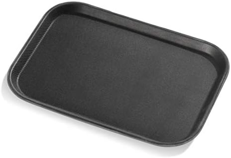 Restaurant Grade Non-Slip Tray, Plastic, Rubber Lined, Rectangular, 10-Inch x 14-Inch, Black in Black, alternate view 3