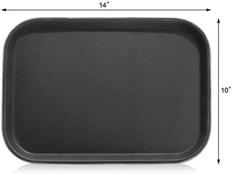 Restaurant Grade Non-Slip Tray, Plastic, Rubber Lined, Rectangular, 10-Inch x 14-Inch, Black (Pack of 2), alternate view 2