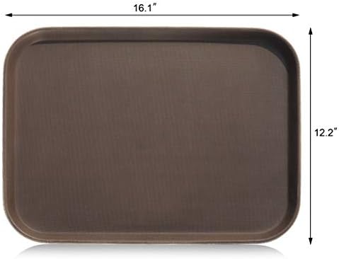 Restaurant Grade Non-Slip Tray, Plastic, Rubber Lined, Rectangular (Brown, 12-Inch x 16-Inch) in Brown, alternate view 2
