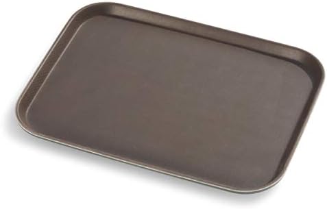 Restaurant Grade Non-Slip Tray, Plastic, Rubber Lined, Rectangular (Brown, 12-Inch x 16-Inch) in Brown, alternate view 3