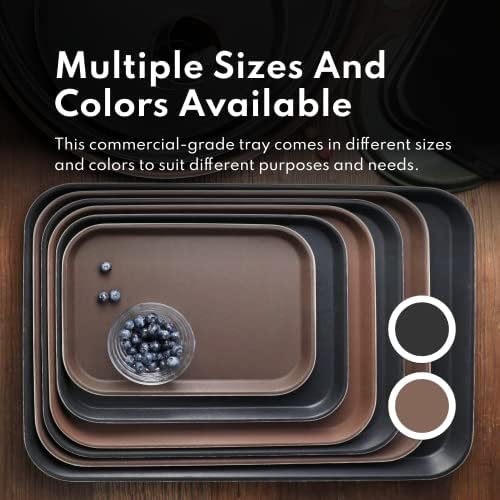Restaurant Grade Non-Slip Tray, Plastic, Rubber Lined, Rectangular (Brown, 12-Inch x 16-Inch) in Brown, alternate view 6