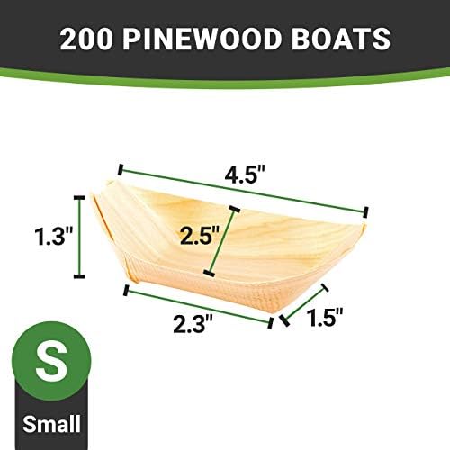 Restaurantware-4.5 x 2.5 Inch Food Trays, 200 Bamboo Display Boat - Durable, Small, Bamboo Serving Tray, For, alternate view