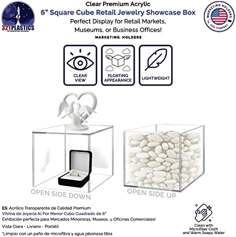 Retail Product Riser or Merchandise Storage Bin 6" Clear Acrylic Display Box with One Open Side No Lid Versatile, alternate