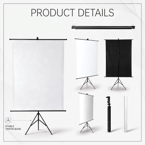 Retractable Passport Photo Backdrop with Stand, 35.4" x 59", White in White, alternate view 2