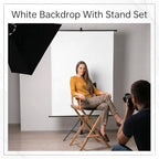 Retractable Passport Photo Backdrop with Stand, 35.4" x 59", White in White, alternate view 3