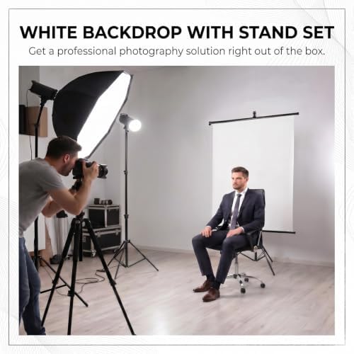 Retractable Passport Photo Backdrop with Stand, 35.4" x 59", White in White, alternate view 5