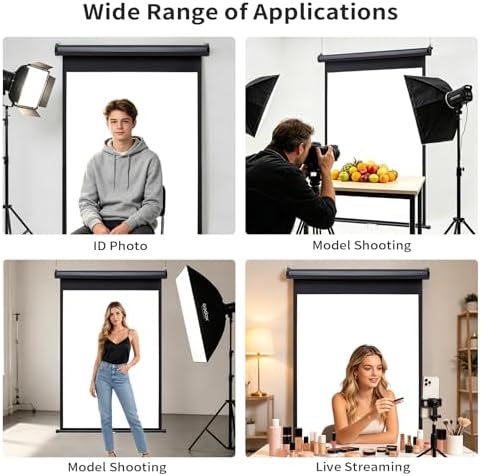 Retractable Photo Backdrop, 36 x 56 White Background Screen, alternate view 7