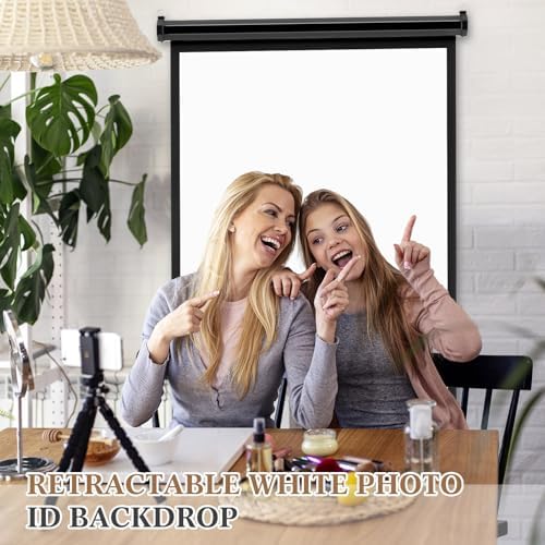 Retractable White Backdrop 36 x 55in, ID Photo Background Screen, alternate view 2