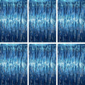Retro Blue Foil Fringe Backdrop Curtains, 3.3x6.6ft, 6pcs in 3.3x6.6ft