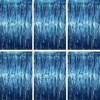 Retro Blue Foil Fringe Backdrop Curtains, 3.3x6.6ft, 6pcs in 3.3x6.6ft