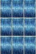 Retro Blue Foil Fringe Backdrop Curtains, 3.3x6.6ft, 9pcs in 3.3x6.6ft