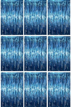 Retro Blue Foil Fringe Backdrop Curtains, 3.3x6.6ft, 9pcs in 3.3x6.6ft
