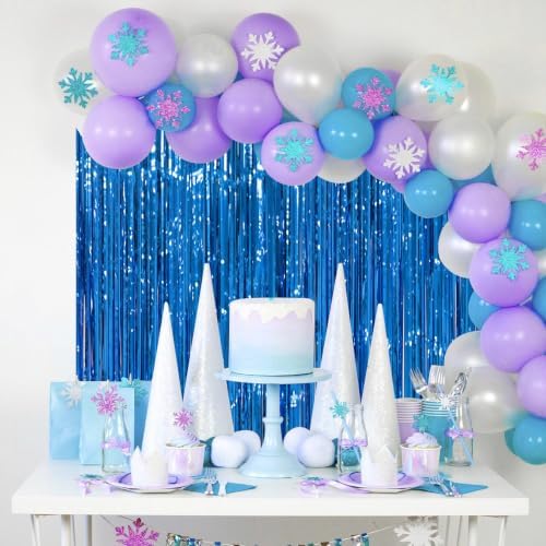 Retro Blue Foil Fringe Backdrop Curtains,3.3x8.2ft, 3 Pack in 3.3x8.2ft, alternate view 7