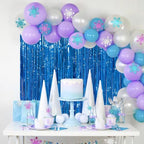 Retro Blue Foil Fringe Backdrop Curtains,3.3x8.2ft, 3 Pack in 3.3x8.2ft, alternate view 7