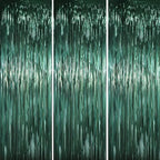 Retro Green Foil Fringe Backdrop Curtains, 3.3x6.6ft, 3pcs in 3.3x6.6ft