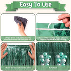 Retro Green Foil Fringe Backdrop Curtains, 3.3x6.6ft, 3pcs in 3.3x6.6ft, alternate view 4
