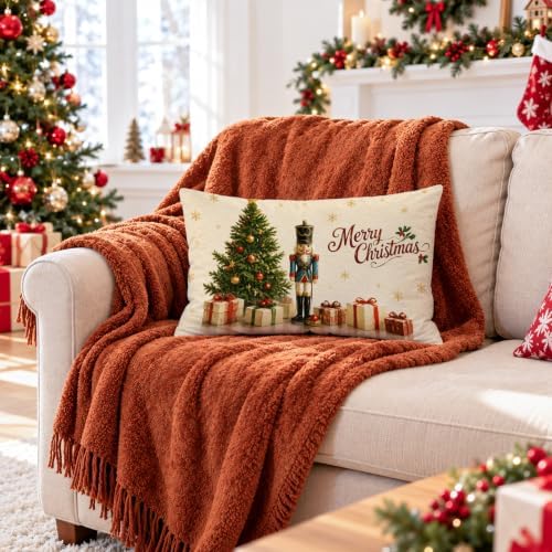 Retro Nutcracker Merry Christmas Tree Pillow Covers 12x20 Inch in 12x20 Inch in Not Applicabie, alternate view 3