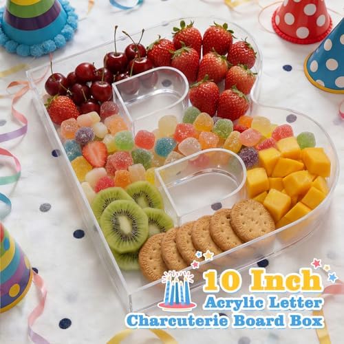 Reusable 10'' Fillable Acrylic Charcuterie Board Box Letter B in Letter B, alternate view 2