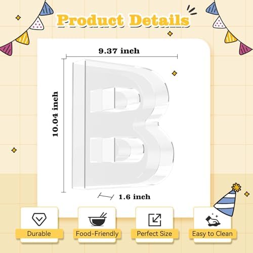 Reusable 10'' Fillable Acrylic Charcuterie Board Box Letter B in Letter B, alternate view 3