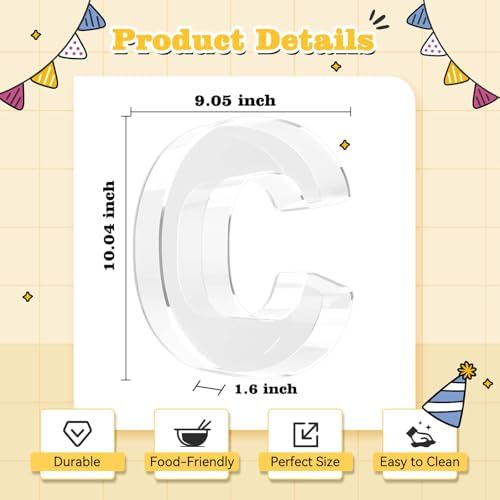 Reusable 10'' Fillable Acrylic Charcuterie Board Box Letter C in Letter C, alternate view 3