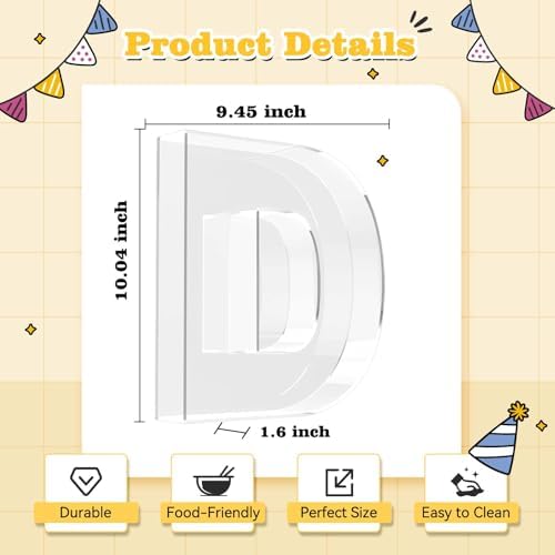 Reusable 10'' Fillable Acrylic Charcuterie Board Box Letter D in Letter D, alternate view 2