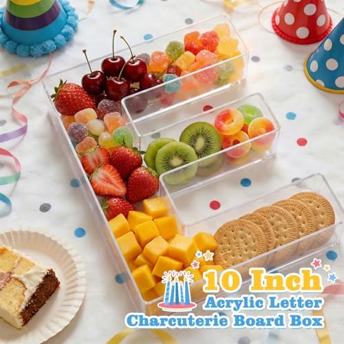 Reusable 10'' Fillable Acrylic Charcuterie Board Box Letter E in Letter E, alternate view 2