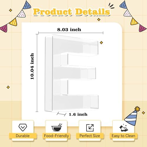 Reusable 10'' Fillable Acrylic Charcuterie Board Box Letter E in Letter E, alternate view 3