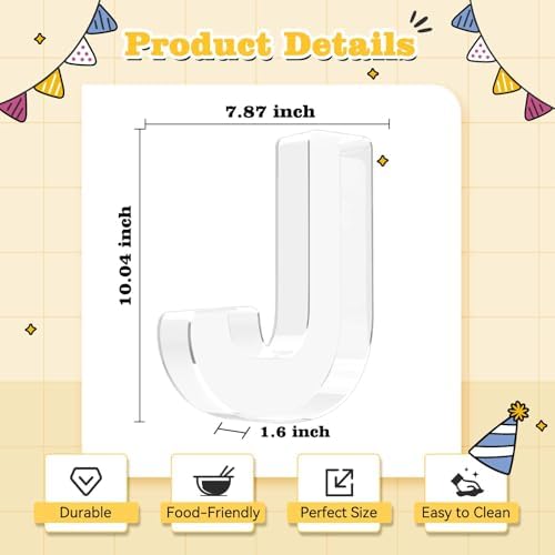Reusable 10'' Fillable Acrylic Charcuterie Board Box Letter J in Letter J, alternate view 3